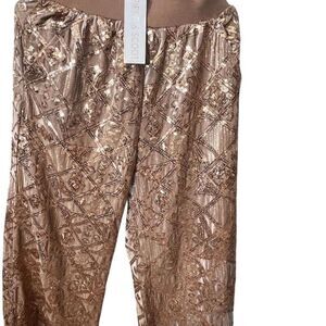 Piper & Scoot Women's Gold Sequin Velvet Dress Pants Size S Party